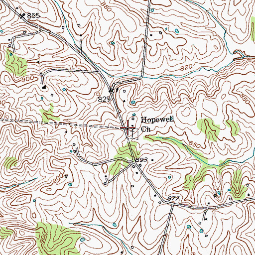 Topographic Map of Hopewell Baptist Church, KY