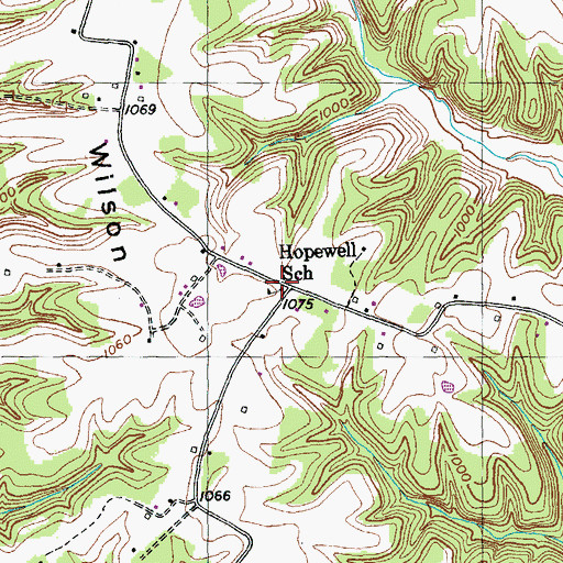Topographic Map of Hopewell School, KY