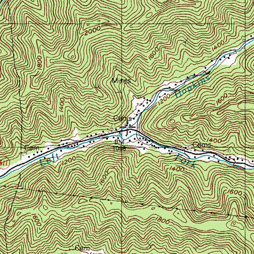 Topographic Map of Hopkins Fork, KY