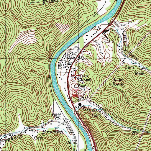 Topographic Map of Horn Chapel, KY