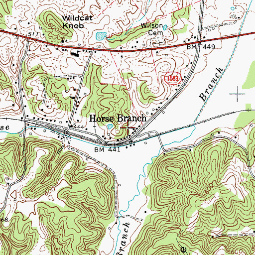 Topographic Map of Horse Branch, KY