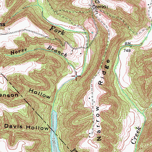 Topographic Map of Horse Branch, KY