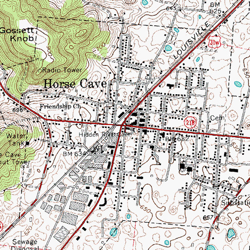 Topographic Map of Horse Cave, KY