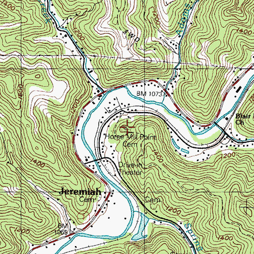 Topographic Map of Horse Mill Point Cemetery, KY