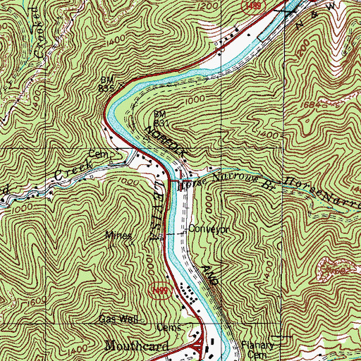 Topographic Map of Horse Narrows Branch, KY