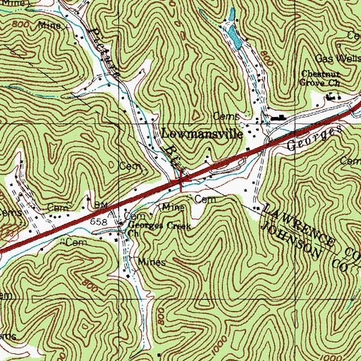 Topographic Map of Horse Picture Branch, KY
