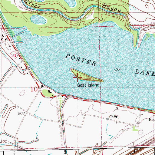 Topographic Map of Goat Island, AR