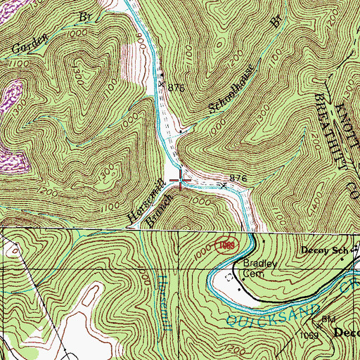 Topographic Map of Horsemill Branch, KY