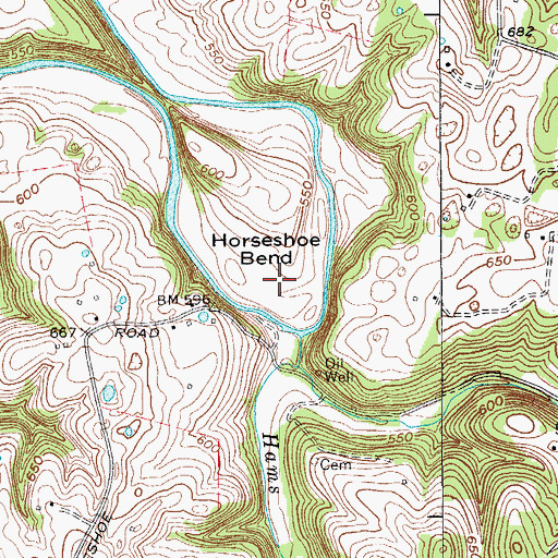 Topographic Map of Horseshoe Bend, KY