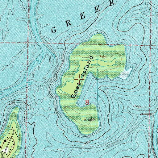 Topographic Map of Goat Island, AR