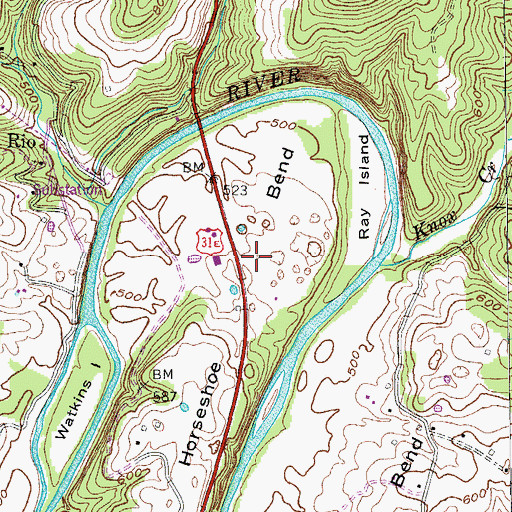 Topographic Map of Horseshoe Bend, KY