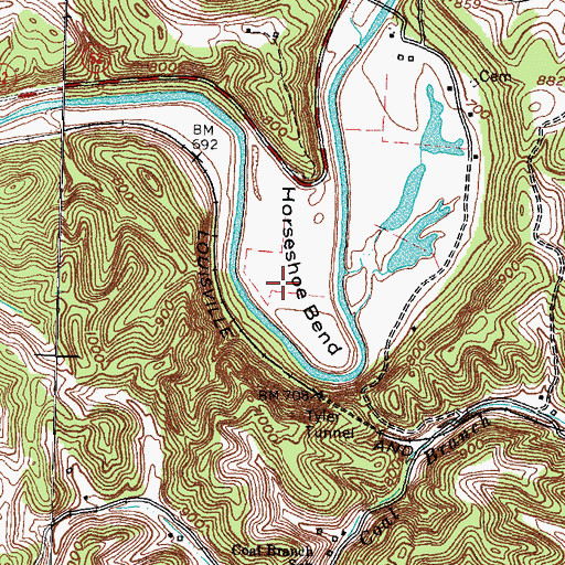 Topographic Map of Horseshoe Bend, KY
