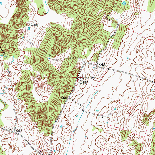 Topographic Map of Horsley Cemetery, KY