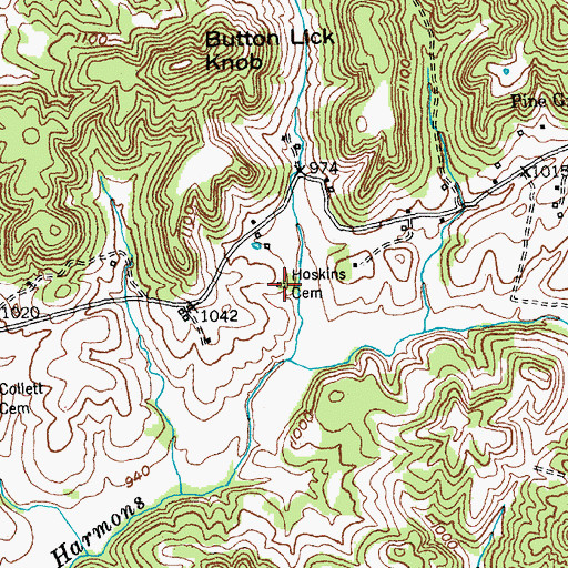 Topographic Map of Hoskins Cemetery, KY