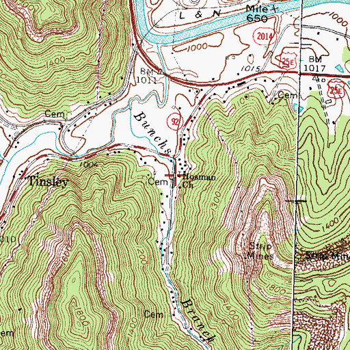 Topographic Map of Hosman Church, KY