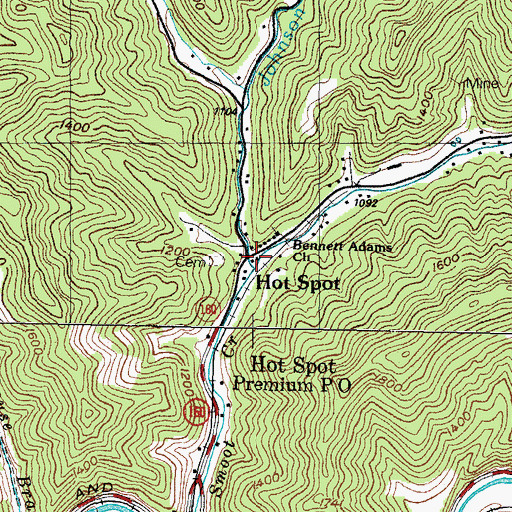 Topographic Map of Hot Spot, KY