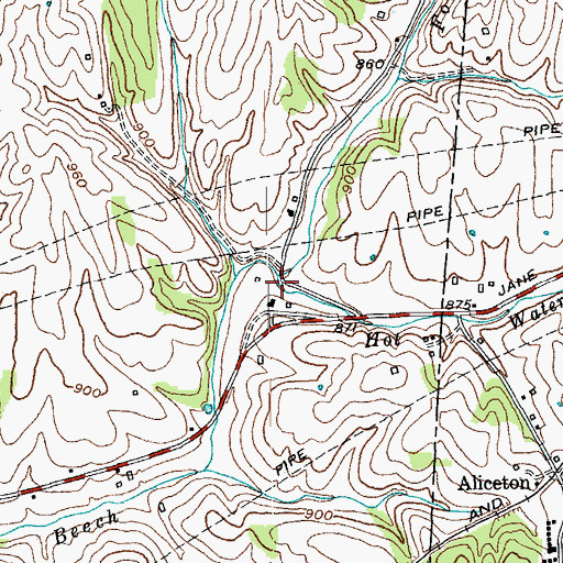 Topographic Map of Hot Water Creek, KY