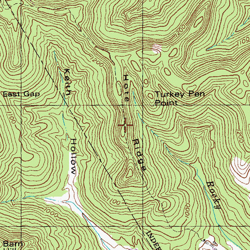 Topographic Map of Hote Ridge, KY