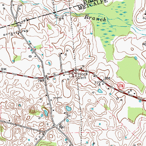 Topographic Map of Houk Cemetery, KY