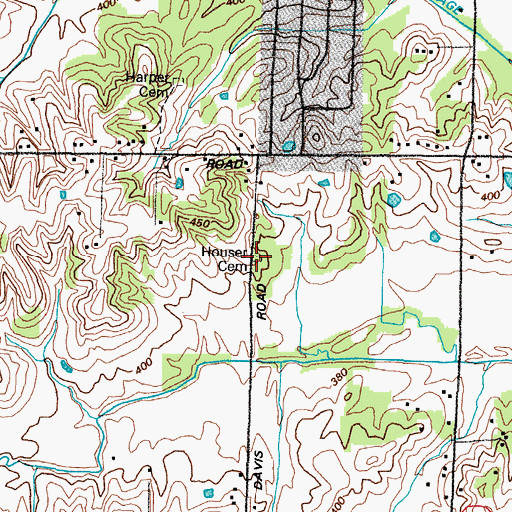 Topographic Map of Houser Cemetery, KY