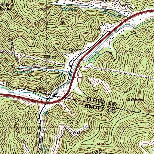Topographic Map of Howard Branch, KY