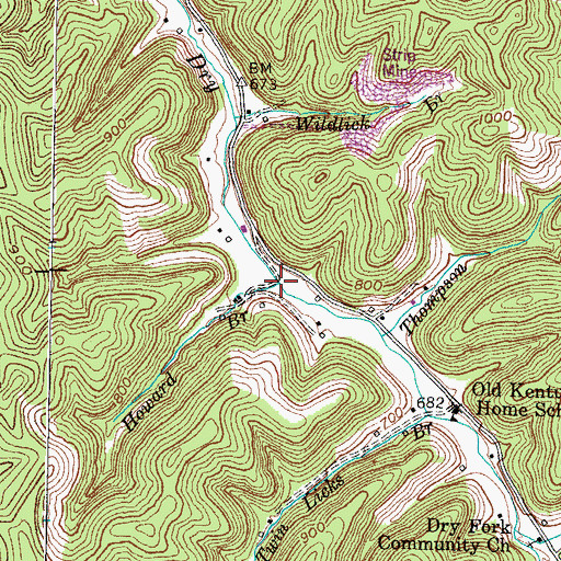 Topographic Map of Howard Branch, KY