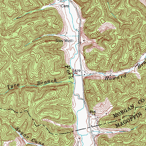 Topographic Map of Howard Branch, KY