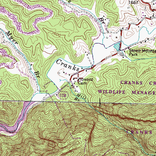 Topographic Map of Howard Cemetery, KY