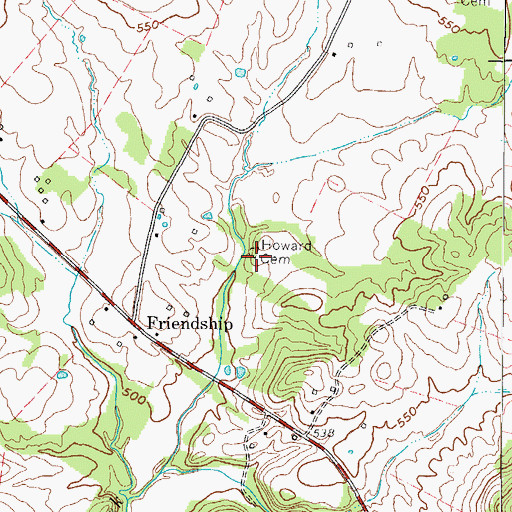 Topographic Map of Howard Cemetery, KY