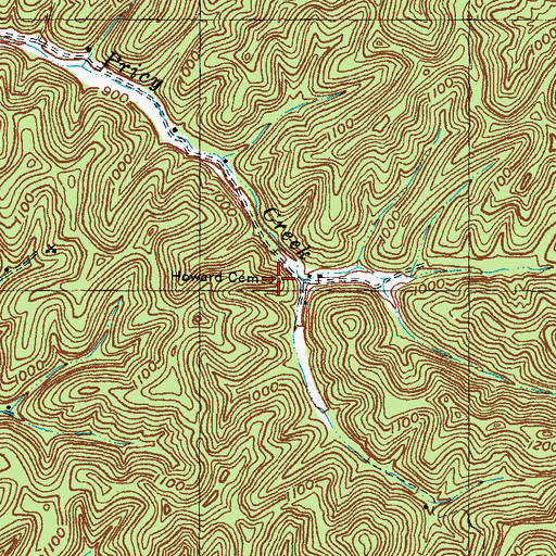 Topographic Map of Howard Cemetery, KY
