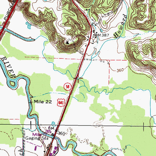 Topographic Map of Howard Creek, KY