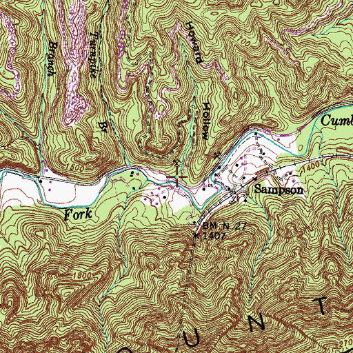 Topographic Map of Howard Hollow, KY