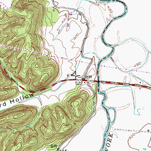 Topographic Map of Howard Hollow, KY