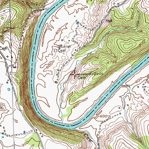 Topographic Map of Howard-Davis Cemetery, KY
