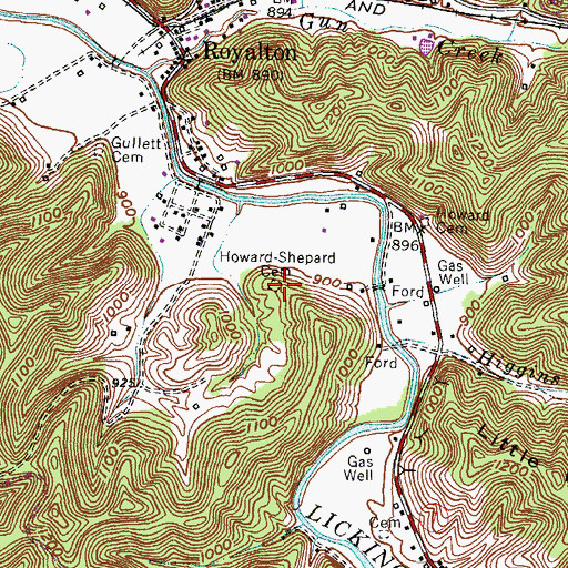 Topographic Map of Howard-Shepard Cemetery, KY