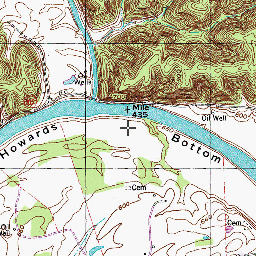 Topographic Map of Howards Bottom, KY