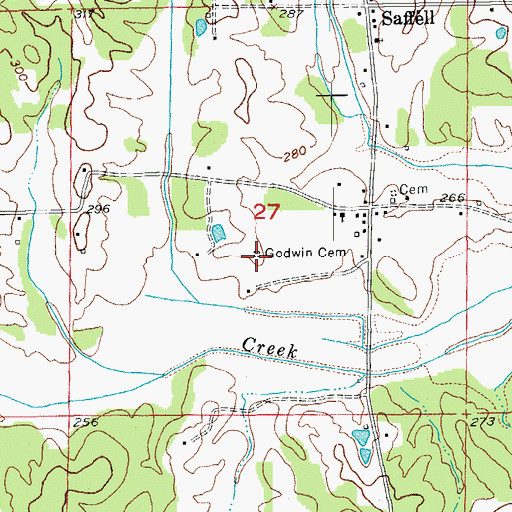 Topographic Map of Godwin Cemetery, AR