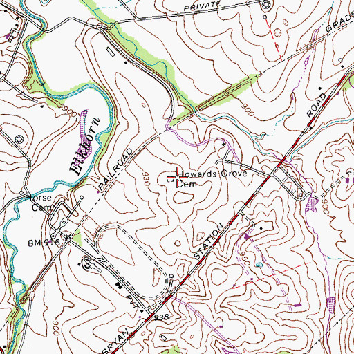 Topographic Map of Howards Grove Cemetery, KY