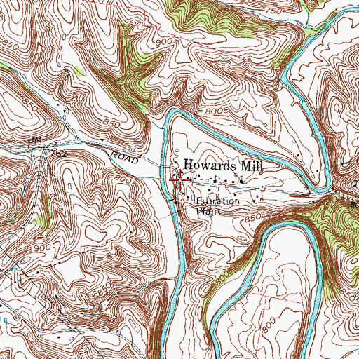 Topographic Map of Howards Mill, KY