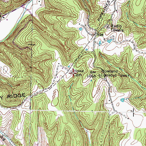 Topographic Map of Howe Cemetery, KY