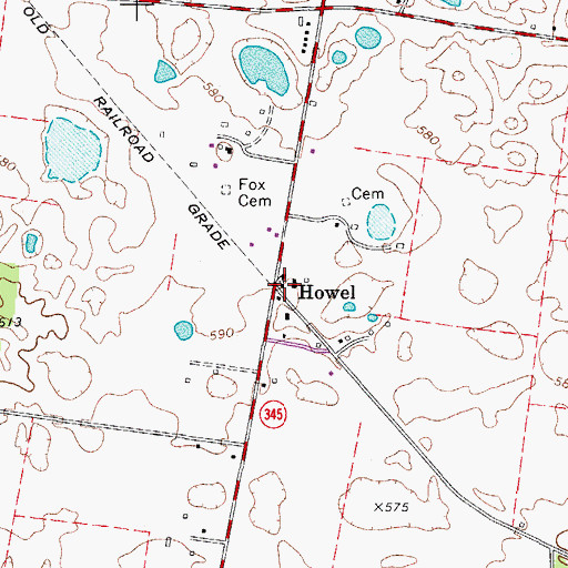 Topographic Map of Howel, KY