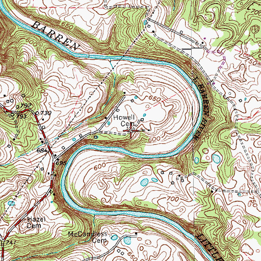 Topographic Map of Howell Cemetery, KY