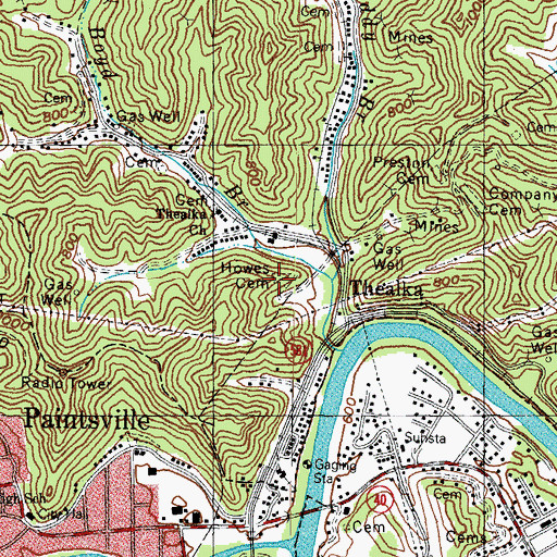 Topographic Map of Howes Cemetery, KY