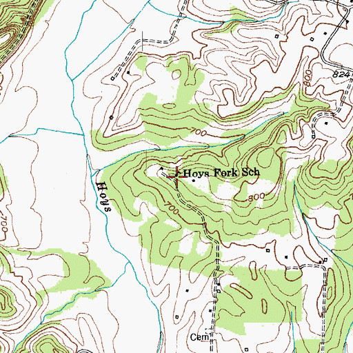 Topographic Map of Hoys Fork School, KY