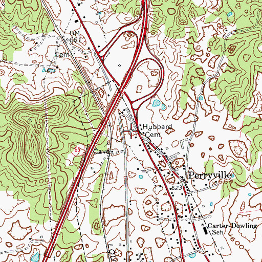 Topographic Map of Hubbard Cemetery, KY