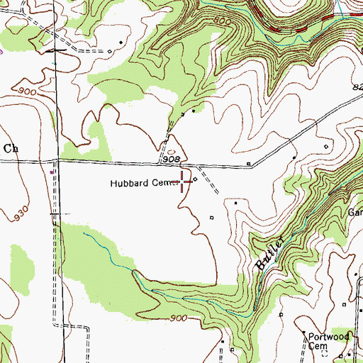 Topographic Map of Hubbard Cemetery, KY