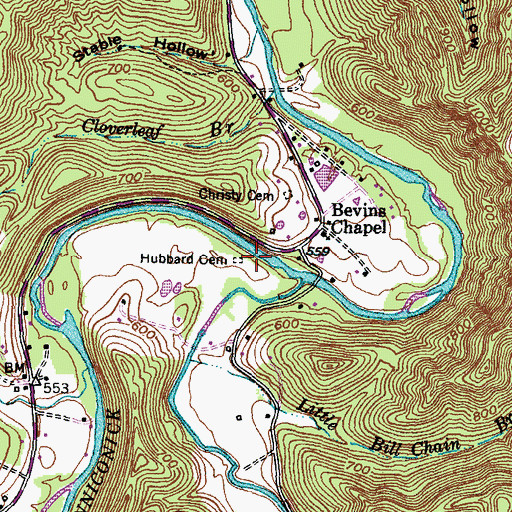 Topographic Map of Hubbard Cemetery, KY