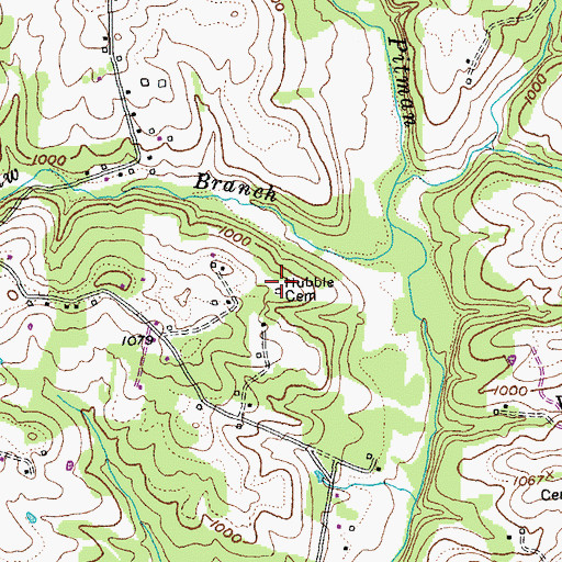 Topographic Map of Hubble Cemetery, KY