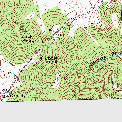 Topographic Map of Hubble Knob, KY