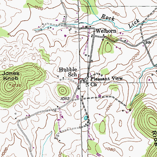 Topographic Map of Hubble School, KY